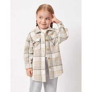 Girl’s Plaid Flannel Flap Pocket Overcoat Size 3Y